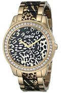 Guess Gold Tone Leopard Print Stainless Steel 42mm Quartz Women's Watch U0465L1