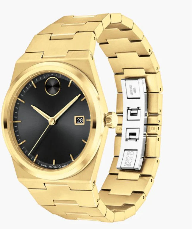 MOVADO BOLD QUEST GOLD WITH BLACK DIAL NEW EDITION