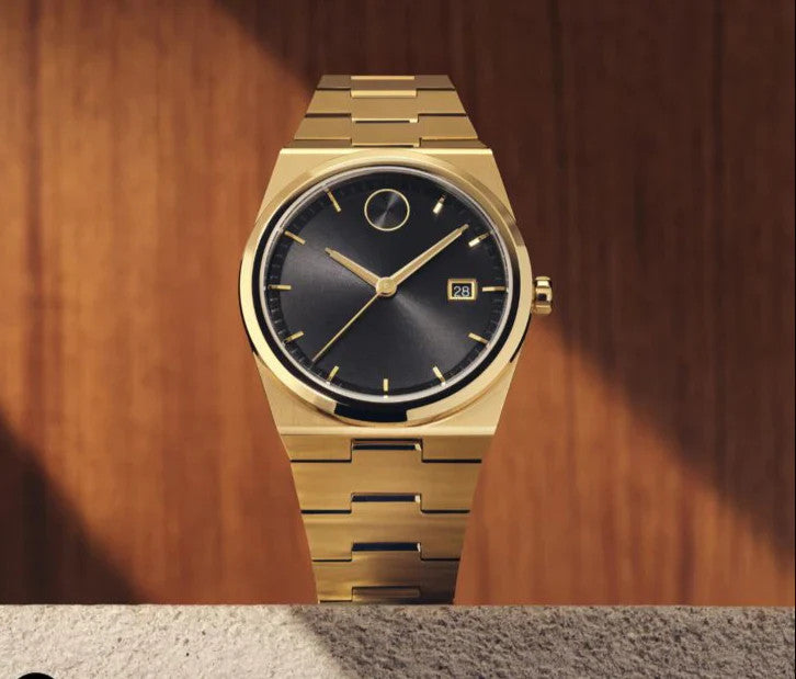 MOVADO BOLD QUEST GOLD WITH BLACK DIAL NEW EDITION