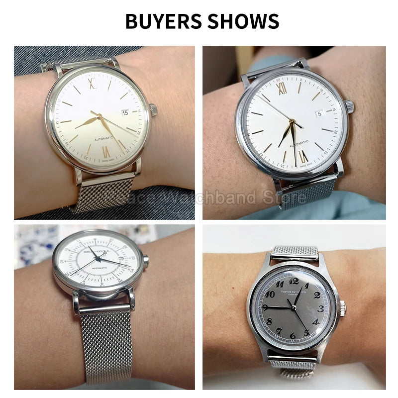 For Omega Seamaster 20mm Silver Black Mesh Bracelet Flat Interface Stainless Steel Watch Strap Breathable Lightweight Design