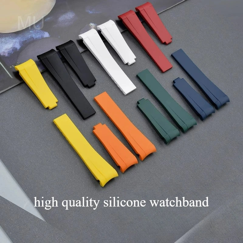 For Rolex Silicone Watch Accessories Original GMT Black Submariner Green Submariner Curved Interface Watch Strap 20 21mm