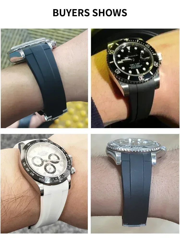 For Rolex Silicone Watch Accessories Original GMT Black Submariner Green Submariner Curved Interface Watch Strap 20 21mm